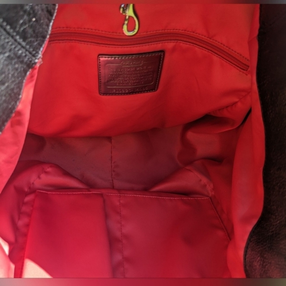 Coach Poppy Glam Tote Y2K Metallic Black Leather with silver accents EUC - Picture 10 of 16